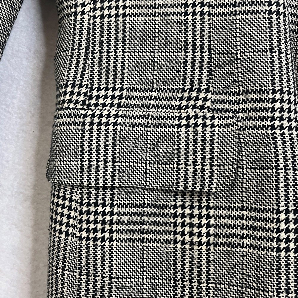 Vintage Bachrach Plaid Blazer 40R 100% Silk Lined Black White Glen Check - Picture 13 of 14